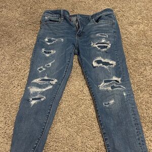 Blue Distressed Women's Jeans